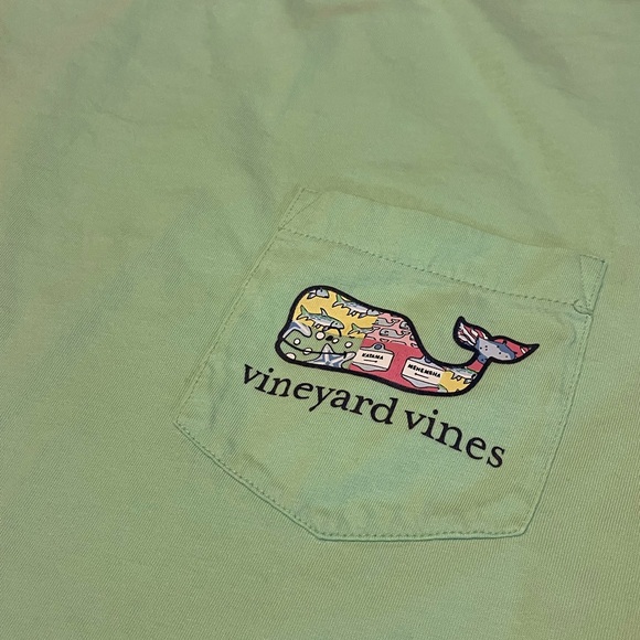 Vineyard Vines Light Green Tee with Patchwork Whale - Picture 3 of 5